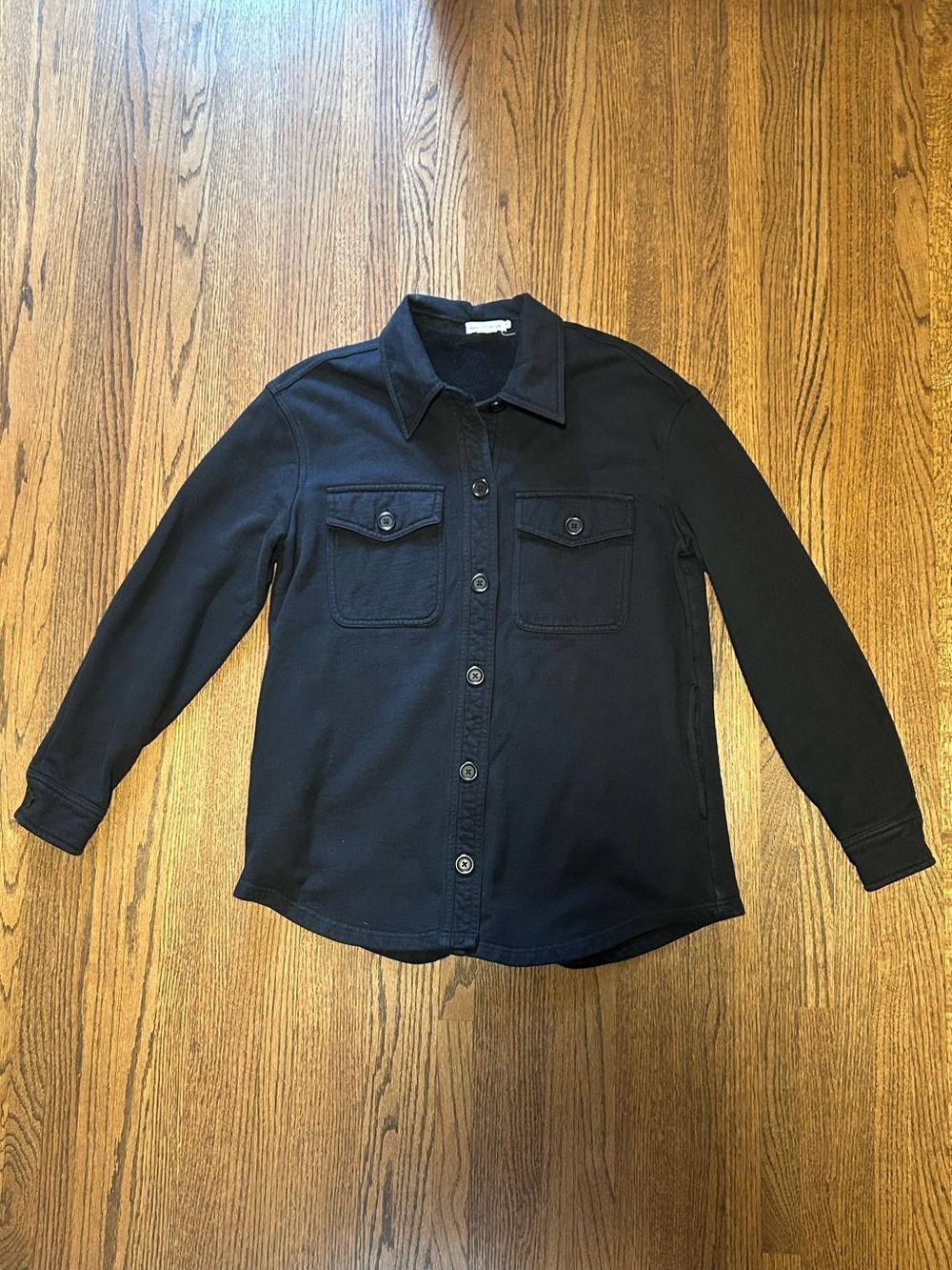 Good American Black Fleece Lined Utility Shirt Jacket Oversized 00/0